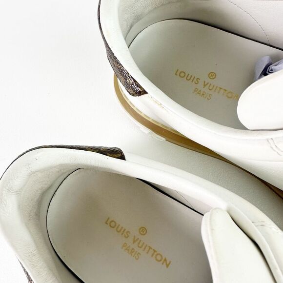 LOUIS VUITTON White Pink Time Out Sneakers Size 39 Lace Up LV Logo Low Top - Picture 9 of 16